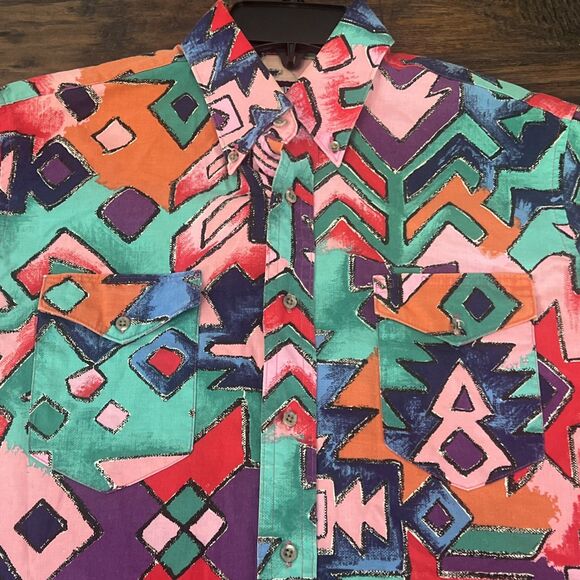VTG Wrangler Cowboy Cut Rodeo Shirt Made USA Multicolor Size M-L Fresh Price - Picture 2 of 13